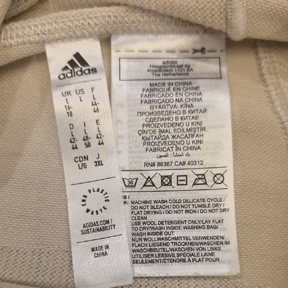 Adidas Cream Hoodie with Orange Accents - Picture 4 of 8